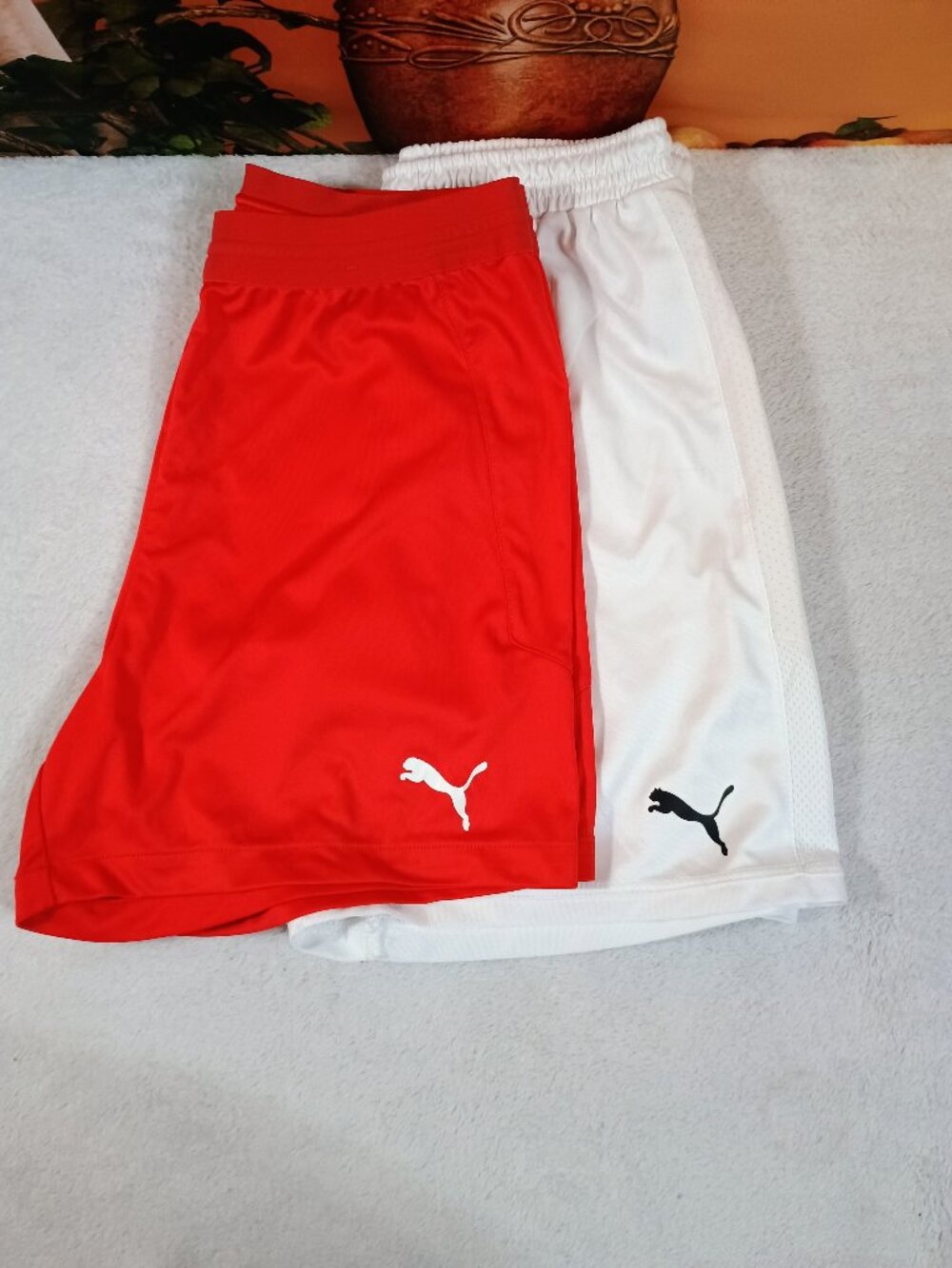EUC Bundle-2pc Puma Sz S Red & White Fever United Soccer Club Uniform Shorts
